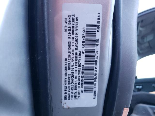 4S3BH665536650158 - 2003 SUBARU LEGACY OUTBACK SILVER photo 12