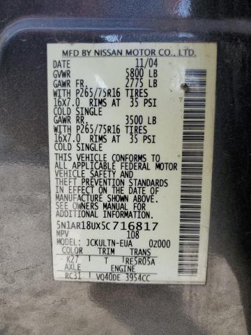 5N1AR18UX5C716817 - 2005 NISSAN PATHFINDER LE 灰色 照片 13