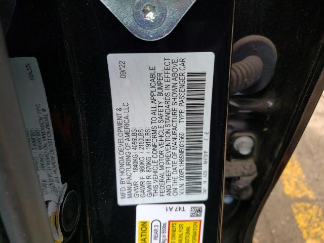 19XFL1H85NE021569 - 2022 HONDA CIVIC SPORT TOURING BLACK photo 12