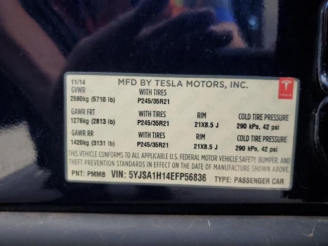 5YJSA1H14EFP56836 - 2014 TESLA MODEL S BLUE photo 12