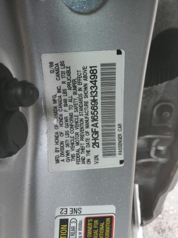 2HGFA16569H334981 - 2009 HONDA CIVIC LX SILVER photo 12