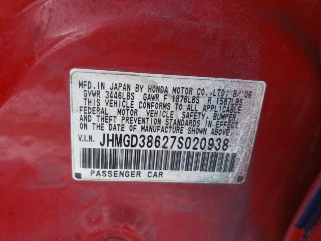 JHMGD38627S020938 - 2007 HONDA FIT S 红色 照片 13