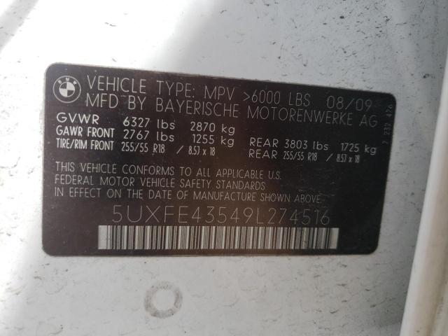 5UXFE43549L274516 - 2009 BMW X5 XDRIVE30I 白色 照片 13