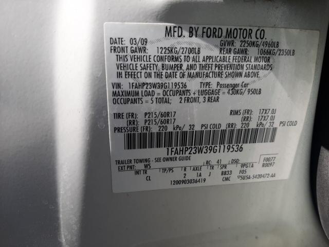 1FAHP23W39G119536 - 2009 FORD TAURUS SE WHITE photo 12