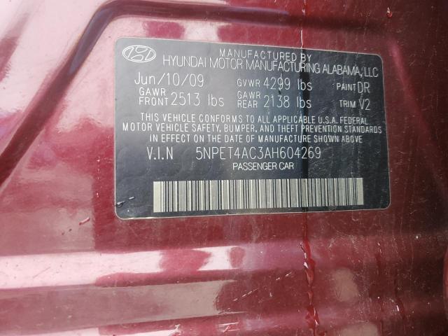 5NPET4AC3AH604269 - 2010 HYUNDAI SONATA GLS MAROON photo 12