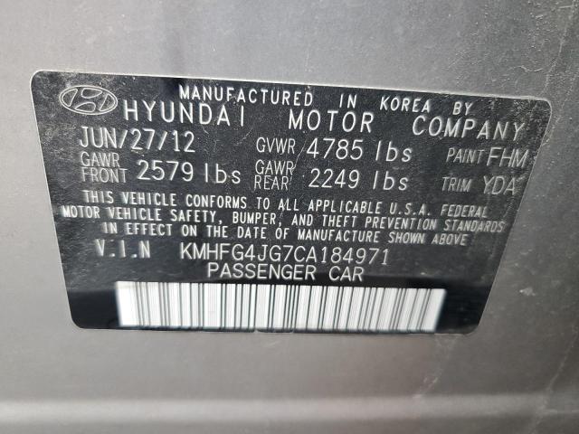 KMHFG4JG7CA184971 - 2012 HYUNDAI AZERA GLS GRAY photo 12