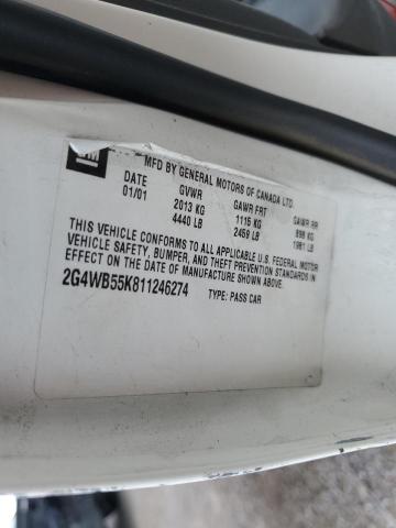 2G4WB55K811246274 - 2001 BUICK REGAL LS 白色 照片 12