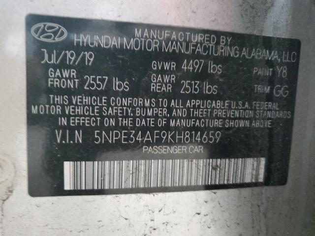 5NPE34AF9KH814659 - 2019 HYUNDAI SONATA LIMITED Srebrny zdjęcie 12