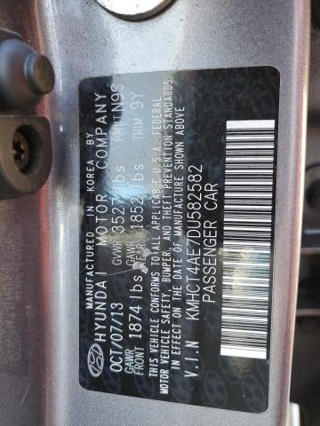 KMHCT4AE7DU582582 - 2013 HYUNDAI ACCENT GLS GRAY photo 12