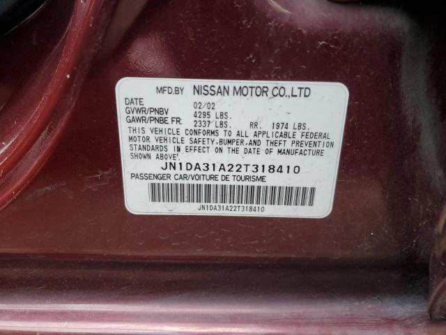 JN1DA31A22T318410 - 2002 NISSAN MAXIMA GLE BURGUNDY photo 12