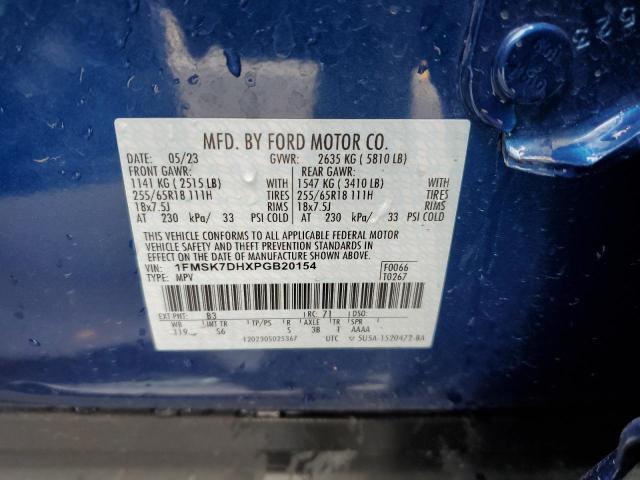 1FMSK7DHXPGB20154 - 2023 FORD EXPLORER XLT BLUE photo 13