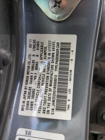 JHMZE2H31BS008813 - 2011 HONDA INSIGHT GRAY photo 12