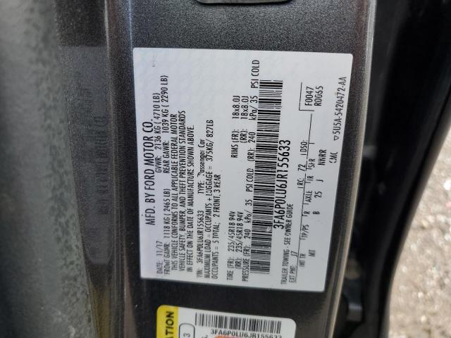 3FA6P0LU6JR155633 - 2018 FORD FUSION SE HYBRID GRAY photo 12