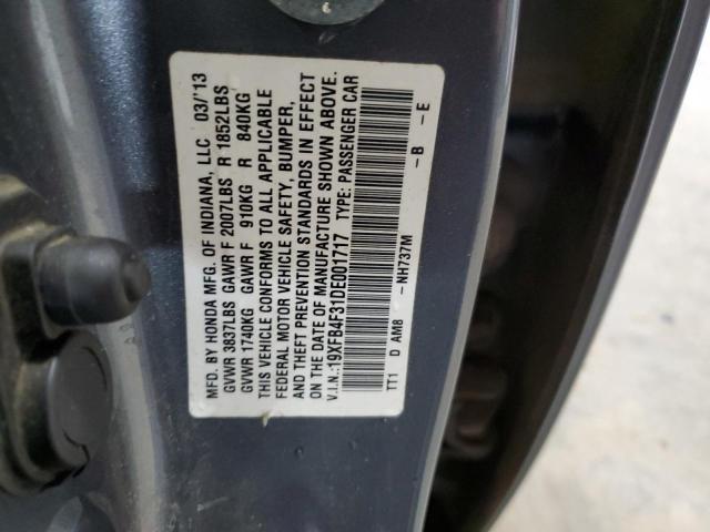 19XFB4F31DE001717 - 2013 HONDA CIVIC HYBRID L GRAY photo 12