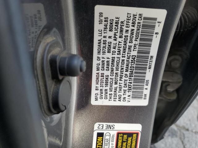 19XFA1F89AE013543 - 2010 HONDA CIVIC EX GRAY photo 12