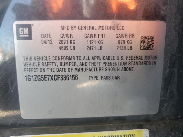 1G1ZG5E7XCF336156 - 2012 CHEVROLET MALIBU LTZ შავი ფოტო 12