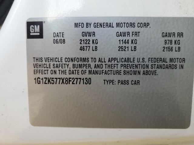 1G1ZK577X8F277130 - 2008 CHEVROLET MALIBU LTZ 白色 照片 12