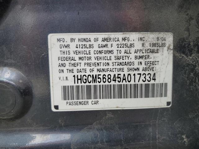 1HGCM56845A017334 - 2005 HONDA ACCORD EX CHARCOAL photo 12