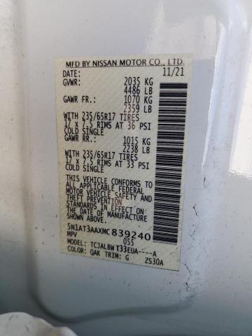 5N1AT3AAXMC839240 - 2021 NISSAN ROGUE S WHITE photo 13