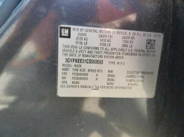 3GYFNEE31CS560693 - 2012 CADILLAC SRX PERFORMANCE COLLECTION Сұр фото 10