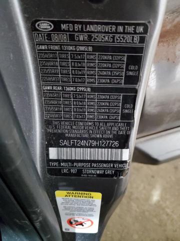 SALFT24N79H127726 - 2009 LAND ROVER LR2 HSE TECHNOLOGY GRAY photo 13