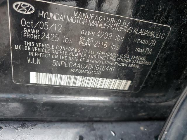 5NPEC4ACXDH618481 - 2013 HYUNDAI SONATA SE BLACK photo 12