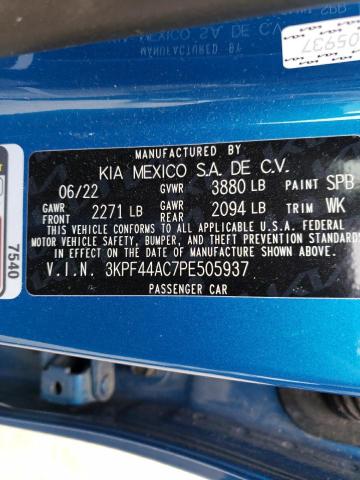 3KPF44AC7PE505937 - 2023 KIA FORTE GT BLUE photo 13