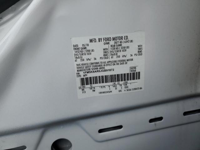 1FM5K8AR0JGB91872 - 2018 FORD EXPLORER POLICE INTERCEPTOR 白色 照片 14