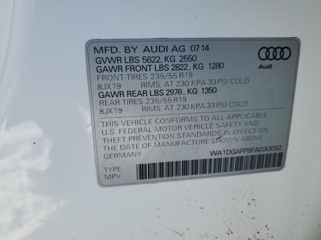 WA1DGAFP8FA030092 - 2015 AUDI Q5 PREMIUM PLUS Biały zdjęcie 13