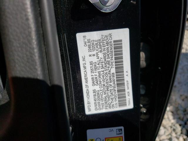 1HGCV3F50JA001908 - 2018 HONDA ACCORD HYBRID EXL BLACK photo 12