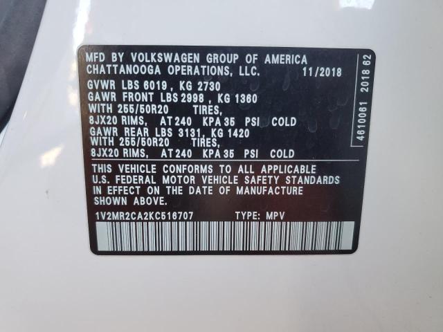 1V2MR2CA2KC516707 - 2019 VOLKSWAGEN ATLAS SEL Ağ foto 13
