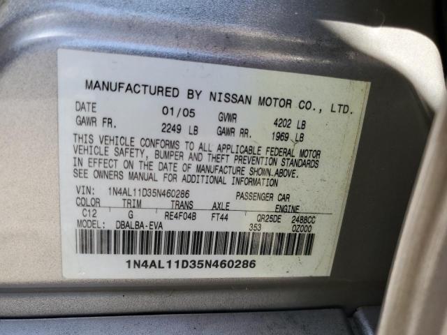 1N4AL11D35N460286 - 2005 NISSAN ALTIMA S TAN photo 12