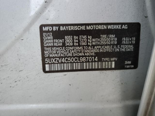 5UXZV4C50CL987014 - 2012 BMW X5 XDRIVE35I SILVER photo 13