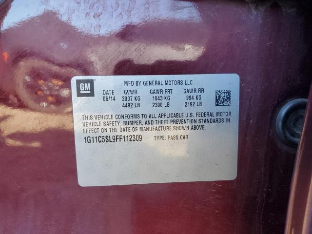 1G11C5SL9FF112309 - 2015 CHEVROLET MALIBU 1LT MAROON photo 12