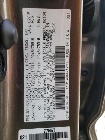 5TFJU4GN9FX078083 - 2015 TOYOTA TACOMA DOUBLE CAB PRERUNNER BROWN photo 12