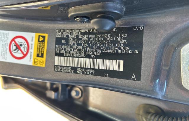 5TDZK3EH4DS129282 - 2013 TOYOTA HIGHLANDER BASE Сұр фото 10