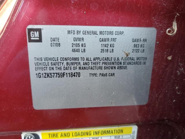 1G1ZK57759F118470 - 2009 CHEVROLET MALIBU LTZ წითელი ფოტო 12