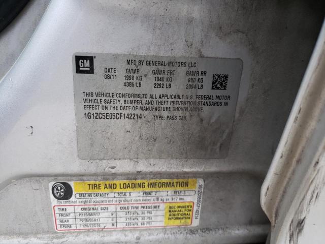 1G1ZC5E05CF142214 - 2012 CHEVROLET MALIBU 1LT SILVER photo 12