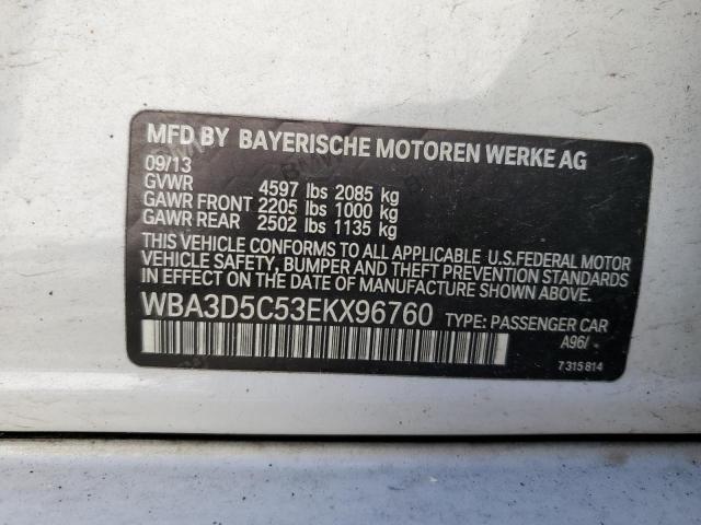 WBA3D5C53EKX96760 - 2014 BMW 328 D XDRIVE WHITE photo 12