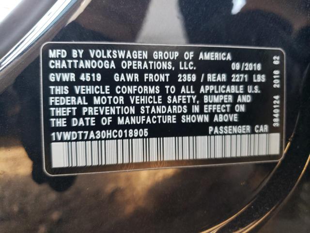 1VWDT7A30HC018905 - 2017 VOLKSWAGEN PASSAT R-LINE أسود صورة 14