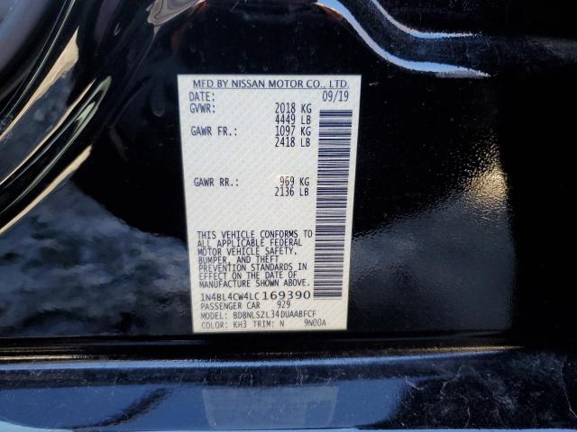 1N4BL4CW4LC169390 - 2020 NISSAN ALTIMA SR BLACK photo 12