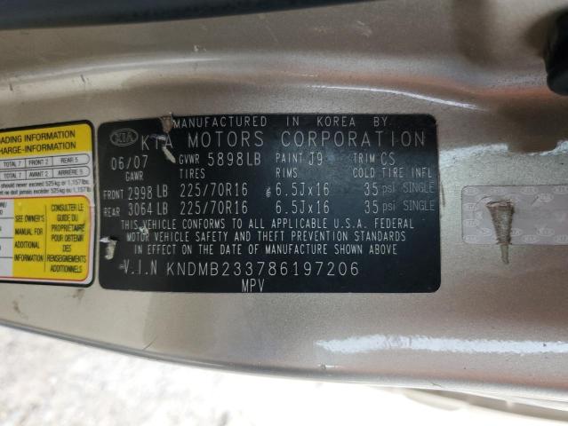 KNDMB233786197206 - 2008 KIA SEDONA EX GOLD photo 13