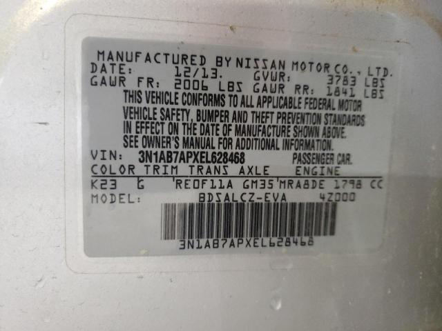 3N1AB7APXEL628468 - 2014 NISSAN SENTRA S SILVER photo 12