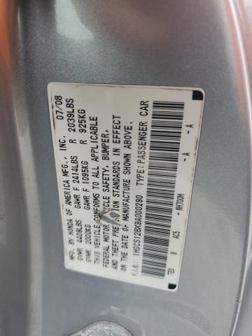 1HGCS128X9A000290 - 2009 HONDA ACCORD EXL SILVER photo 12