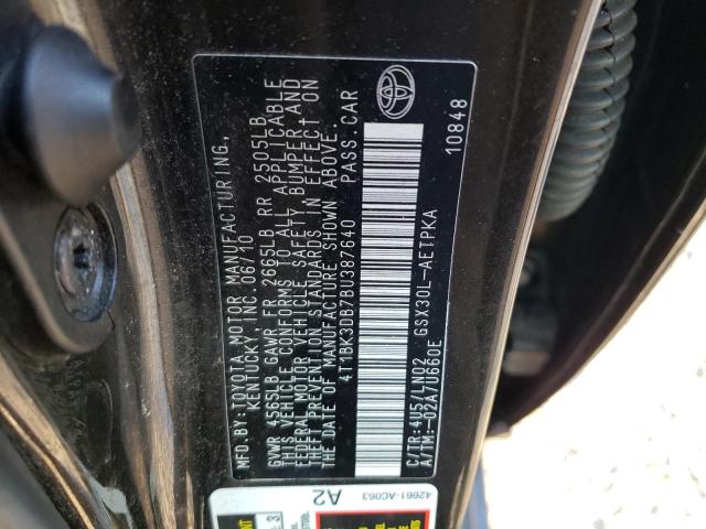 4T1BK3DB7BU387640 - 2011 TOYOTA AVALON BASE 黑色 照片 12