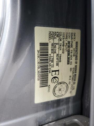 3N1BC13E09L365858 - 2009 NISSAN VERSA S CHARCOAL photo 12