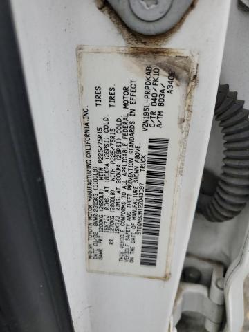 5TEGN92N12Z043097 - 2002 TOYOTA TACOMA DOUBLE CAB PRERUNNER WHITE photo 12