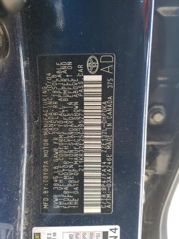 2T1KR32E25C395272 - 2005 TOYOTA COROLLA MA XR BLUE photo 12