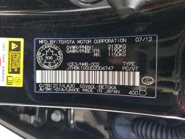 JTHBK1GG0D2004747 - 2013 LEXUS ES 350 BLACK photo 13