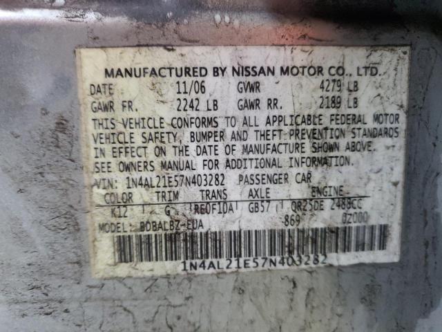 1N4AL21E57N403282 - 2007 NISSAN ALTIMA 2.5 SILVER photo 12